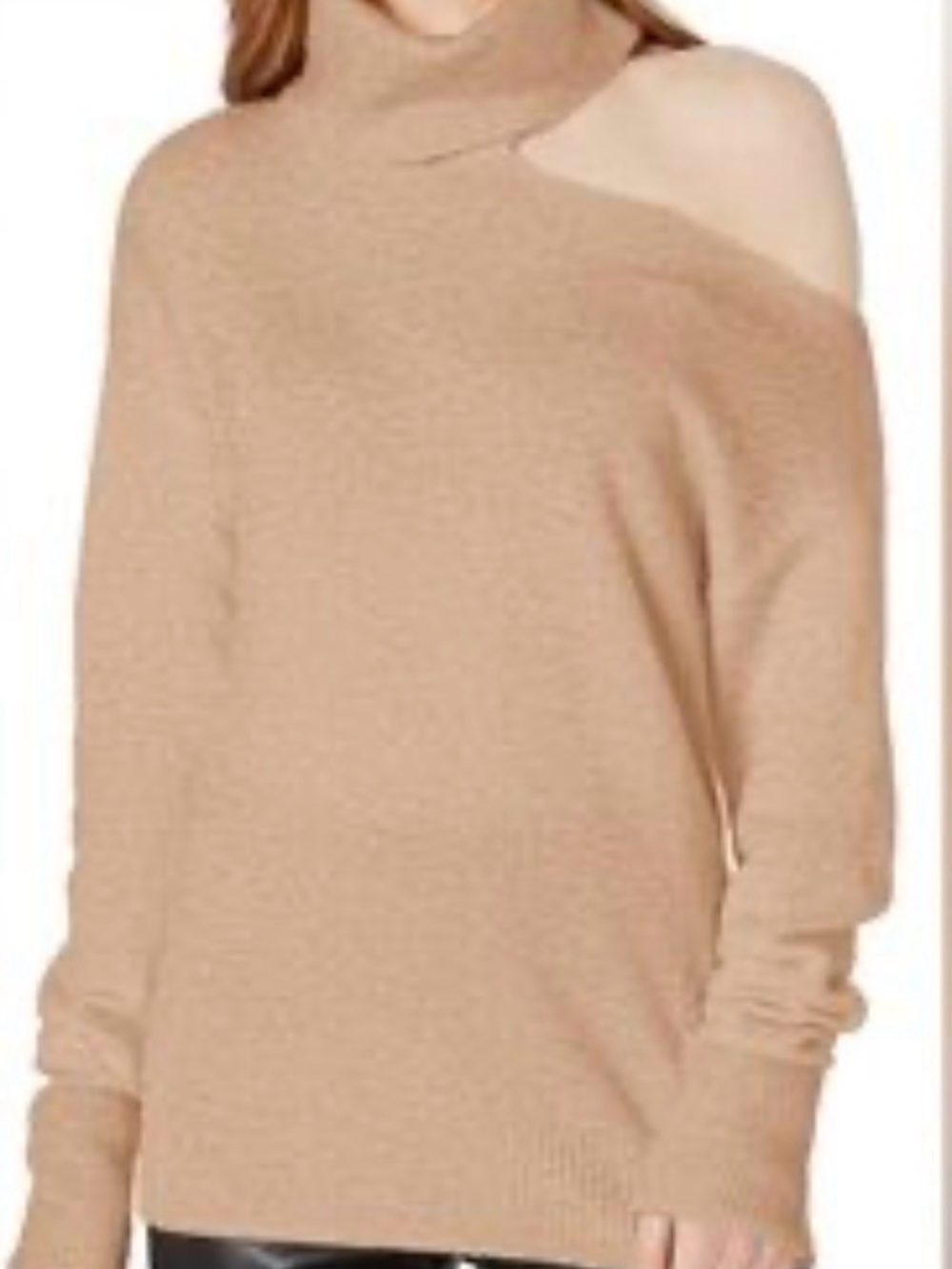 Paige Raundi Turtleneck Cutout Sweater in Taupe